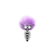 Металлическая анальная пробка - фиолетовый хвостик «Fluffy Twist» от «Alive» (M: 8х3,4 см)